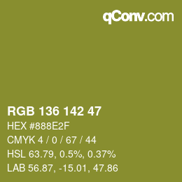 Color code: RGB 136 142 47 | qconv.com