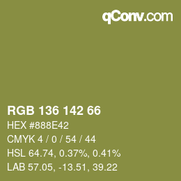 Color code: RGB 136 142 66 | qconv.com