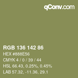 Color code: RGB 136 142 86 | qconv.com
