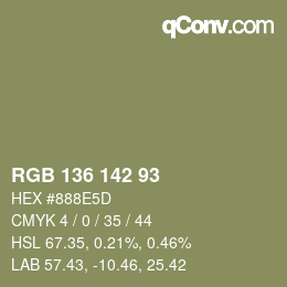 Color code: RGB 136 142 93 | qconv.com