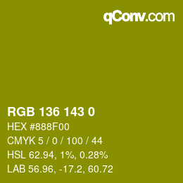 Color code: RGB 136 143 0 | qconv.com