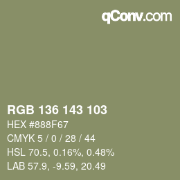 颜色代码: RGB 136 143 103 | qconv.com