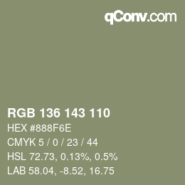 カラーコード: RGB 136 143 110 | qconv.com