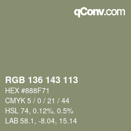 Código de color: RGB 136 143 113 | qconv.com
