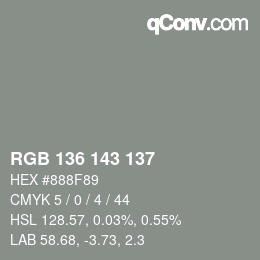 Color code: RGB 136 143 137 | qconv.com