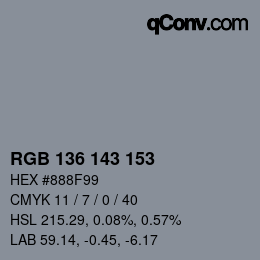 Color code: RGB 136 143 153 | qconv.com