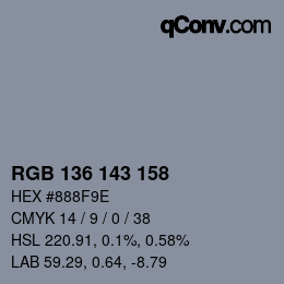 Color code: RGB 136 143 158 | qconv.com