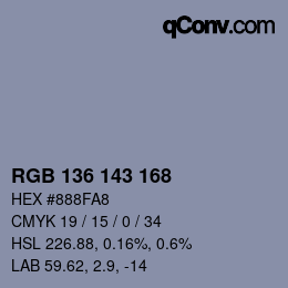 Color code: RGB 136 143 168 | qconv.com