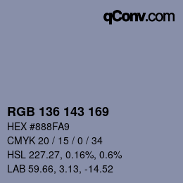 Color code: RGB 136 143 169 | qconv.com