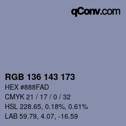 Color code: RGB 136 143 173 | qconv.com
