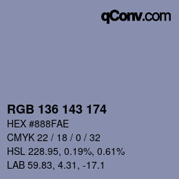 Color code: RGB 136 143 174 | qconv.com
