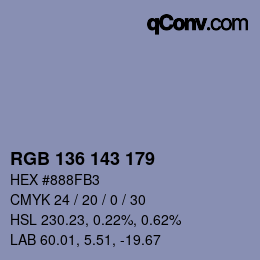 Color code: RGB 136 143 179 | qconv.com