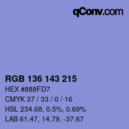 Color code: RGB 136 143 215 | qconv.com