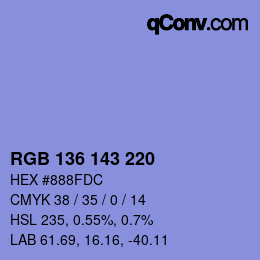 Color code: RGB 136 143 220 | qconv.com