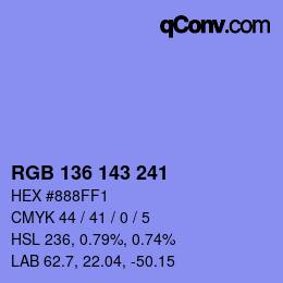 Color code: RGB 136 143 241 | qconv.com