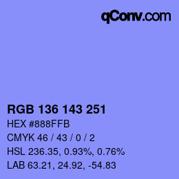 Color code: RGB 136 143 251 | qconv.com