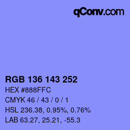Color code: RGB 136 143 252 | qconv.com