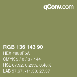Color code: RGB 136 143 90 | qconv.com