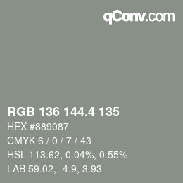 カラーコード: RGB 136 144.4 135 | qconv.com