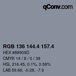 カラーコード: RGB 136 144.4 157.4 | qconv.com
