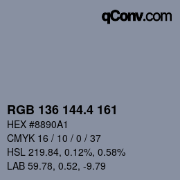 カラーコード: RGB 136 144.4 161 | qconv.com