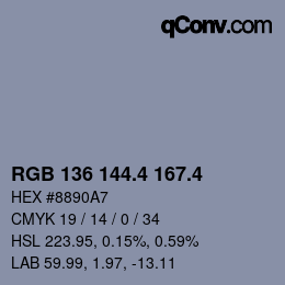 カラーコード: RGB 136 144.4 167.4 | qconv.com