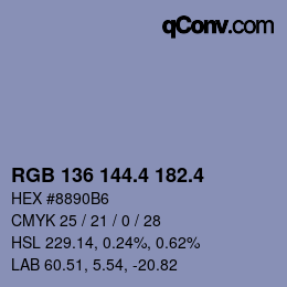 カラーコード: RGB 136 144.4 182.4 | qconv.com