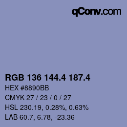 カラーコード: RGB 136 144.4 187.4 | qconv.com