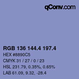 カラーコード: RGB 136 144.4 197.4 | qconv.com