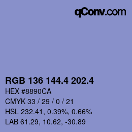 カラーコード: RGB 136 144.4 202.4 | qconv.com