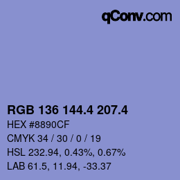 カラーコード: RGB 136 144.4 207.4 | qconv.com