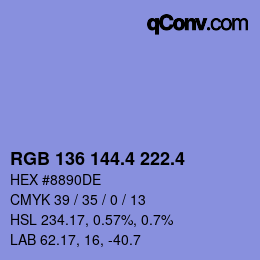 カラーコード: RGB 136 144.4 222.4 | qconv.com