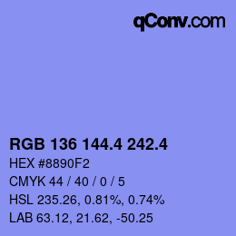 カラーコード: RGB 136 144.4 242.4 | qconv.com