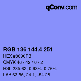 カラーコード: RGB 136 144.4 251 | qconv.com