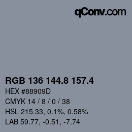 カラーコード: RGB 136 144.8 157.4 | qconv.com