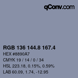 カラーコード: RGB 136 144.8 167.4 | qconv.com