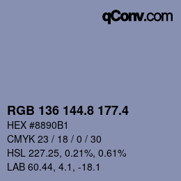 カラーコード: RGB 136 144.8 177.4 | qconv.com