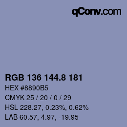カラーコード: RGB 136 144.8 181 | qconv.com