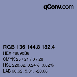 カラーコード: RGB 136 144.8 182.4 | qconv.com
