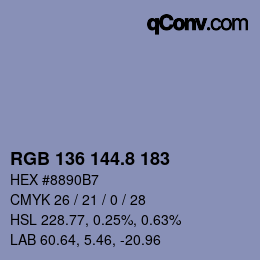 カラーコード: RGB 136 144.8 183 | qconv.com