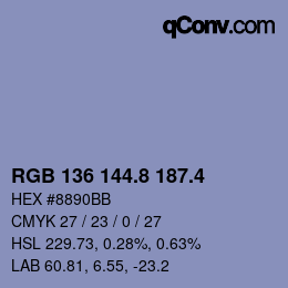 カラーコード: RGB 136 144.8 187.4 | qconv.com