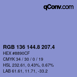 カラーコード: RGB 136 144.8 207.4 | qconv.com