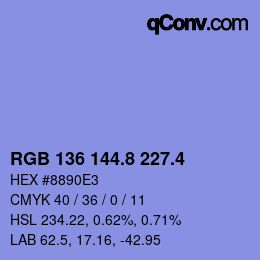 カラーコード: RGB 136 144.8 227.4 | qconv.com