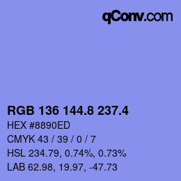 カラーコード: RGB 136 144.8 237.4 | qconv.com