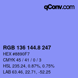 カラーコード: RGB 136 144.8 247 | qconv.com