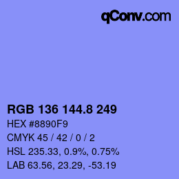 カラーコード: RGB 136 144.8 249 | qconv.com