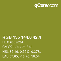 カラーコード: RGB 136 144.8 42.4 | qconv.com