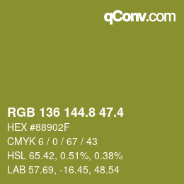 カラーコード: RGB 136 144.8 47.4 | qconv.com