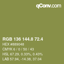 カラーコード: RGB 136 144.8 72.4 | qconv.com
