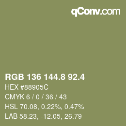 カラーコード: RGB 136 144.8 92.4 | qconv.com